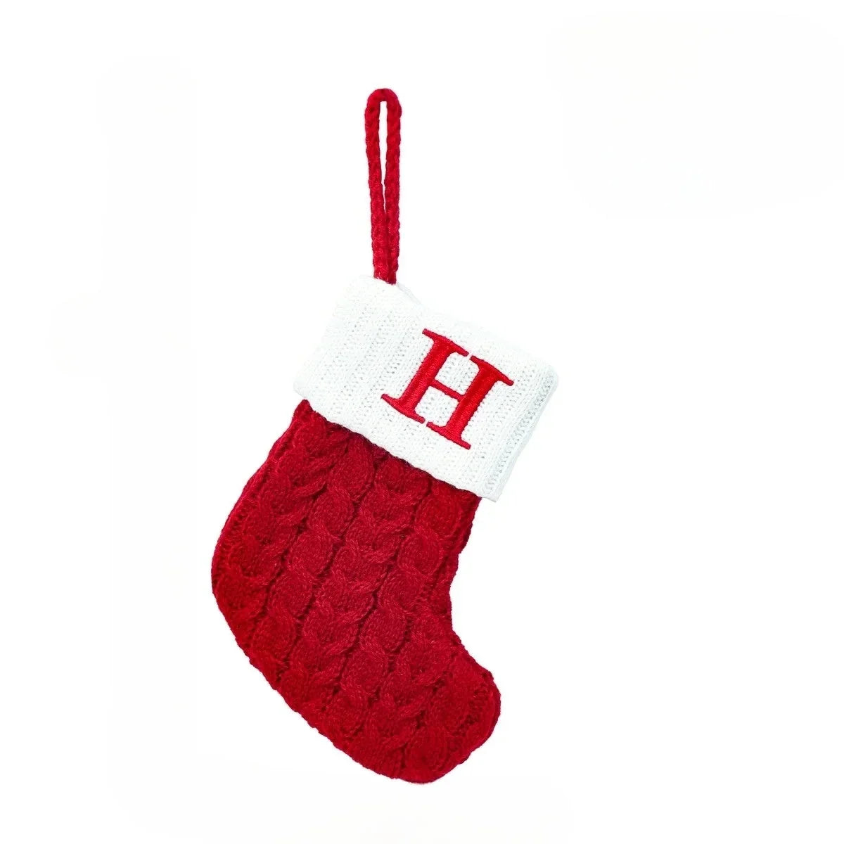 Mini Cable Knit Christmas Stocking with Embroidered Initial