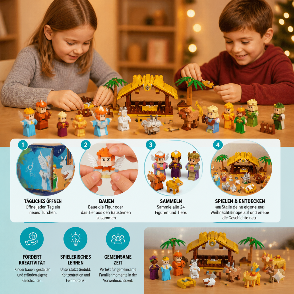 Nativity Scene Building Block Advent Calendar – 24 Days of Christmas Figures