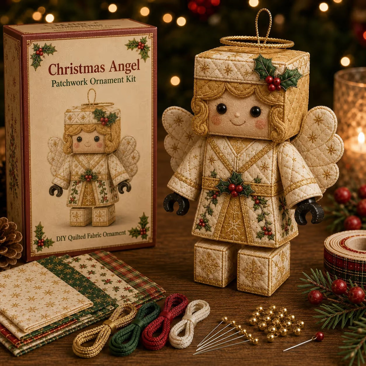 No-Sew Patchwork Santa Ornament Kit