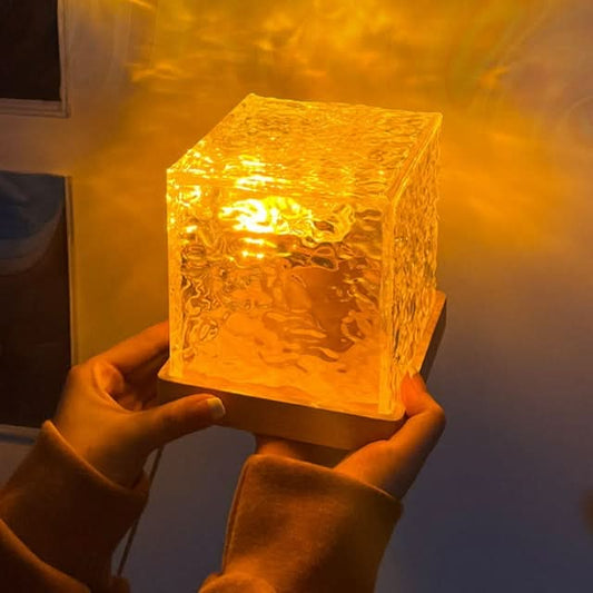 Nordic Glass Cube Lamp with Ambient Light