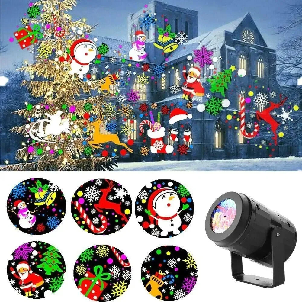 Outdoor Christmas Projector Light with Rotating LED Patterns and Adjustable Mount