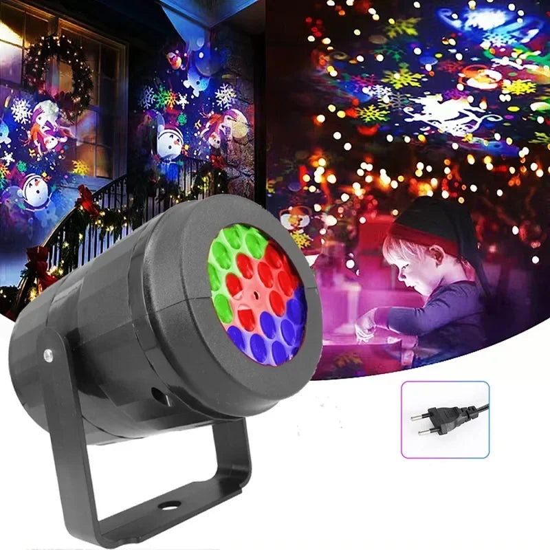 Outdoor Christmas Projector Light with Rotating LED Patterns and Adjustable Mount