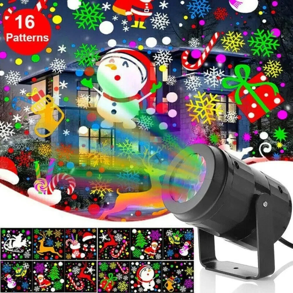 Outdoor Christmas Projector Light with Rotating LED Patterns and Adjustable Mount