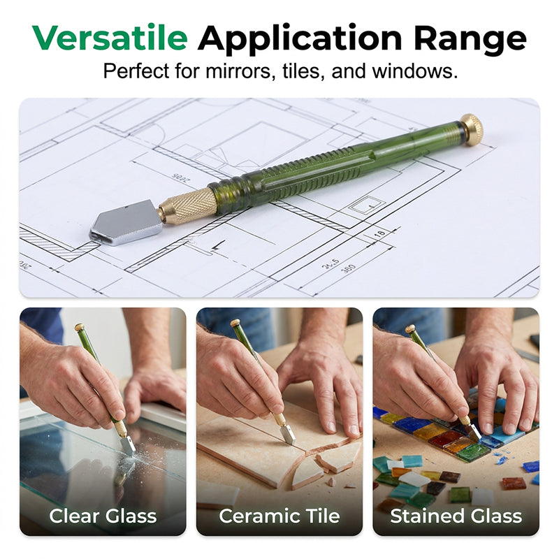 Precision Glass Cutter Tool with Alloy Wheel and Ergonomic Handle