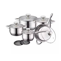 Royalty Line Cookware Set in Stainless Steel (12 Pieces)