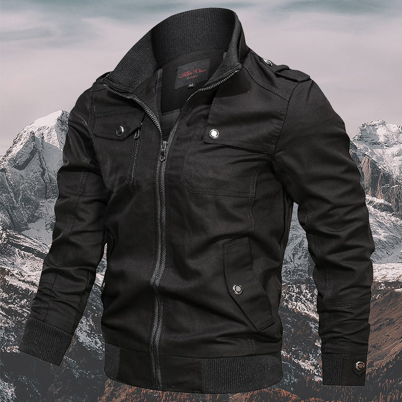 Stylish Men's Jacket with Rib-Knit Collar in Multiple Colors