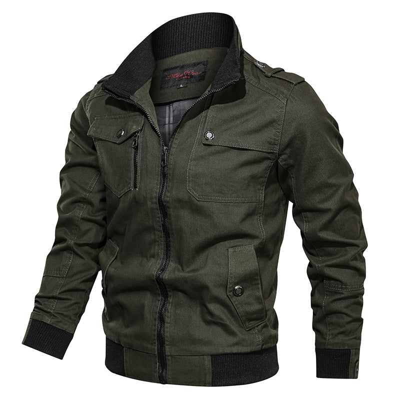 Stylish Men's Jacket with Rib-Knit Collar in Multiple Colors