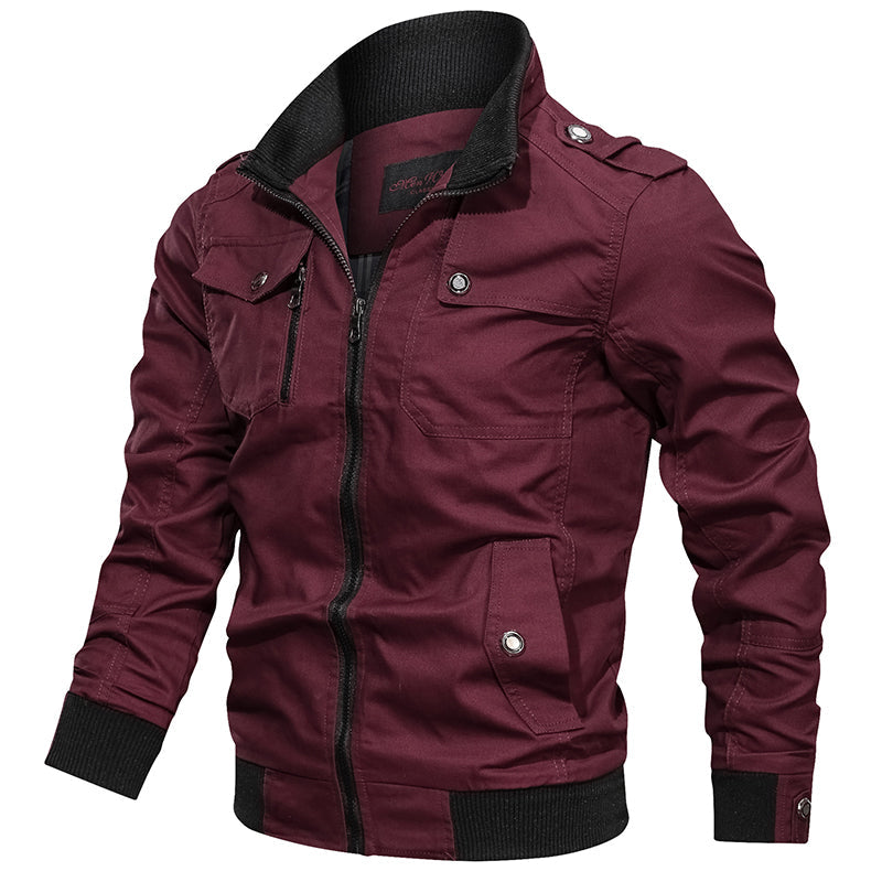 Stylish Men's Jacket with Rib-Knit Collar in Multiple Colors