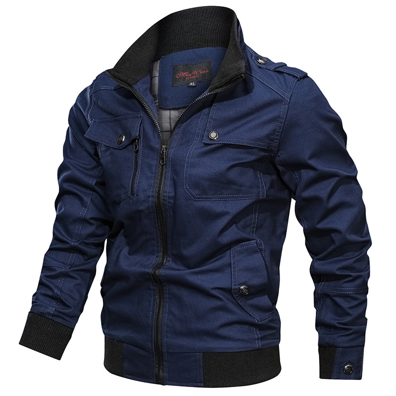 Stylish Men's Jacket with Rib-Knit Collar in Multiple Colors