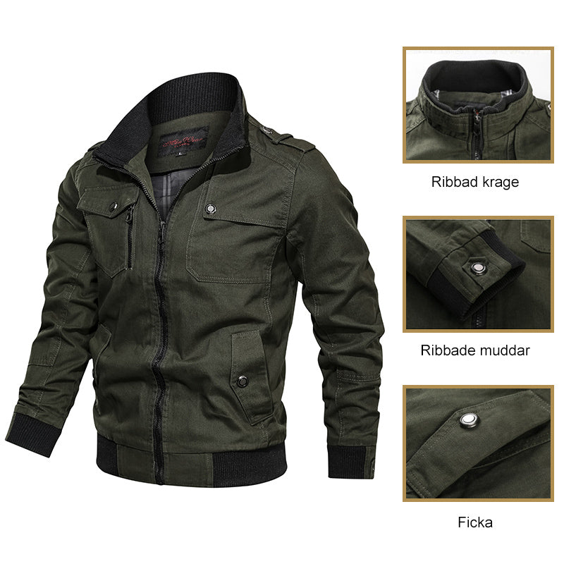 Stylish Men's Jacket with Rib-Knit Collar in Multiple Colors