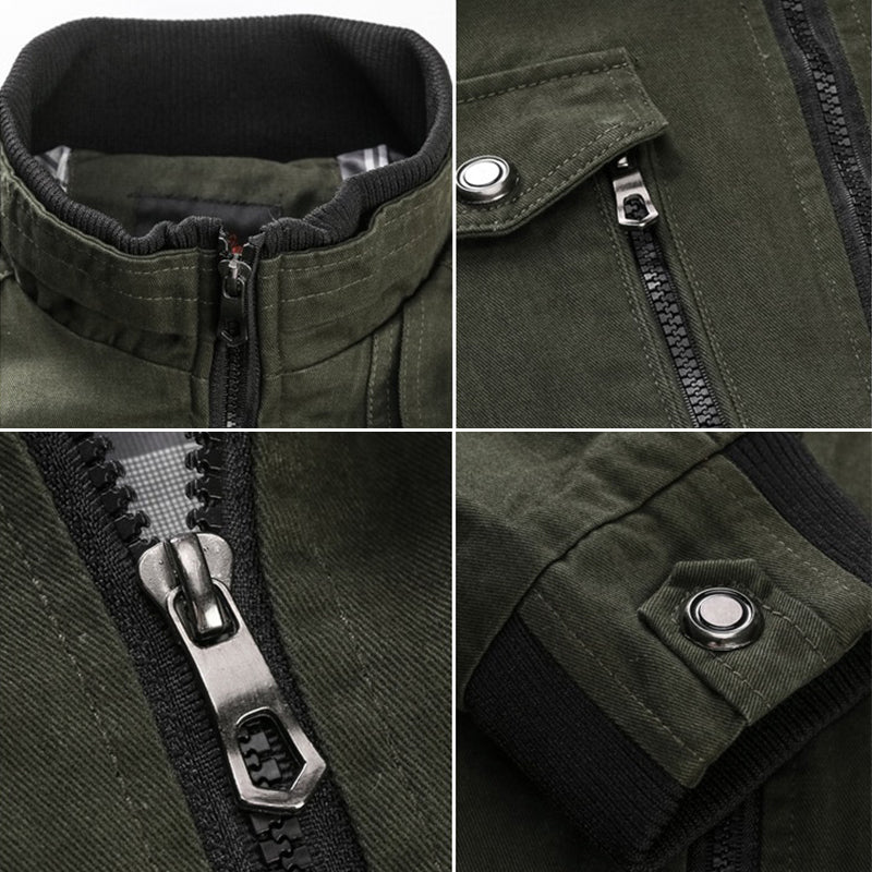 Stylish Men's Jacket with Rib-Knit Collar in Multiple Colors