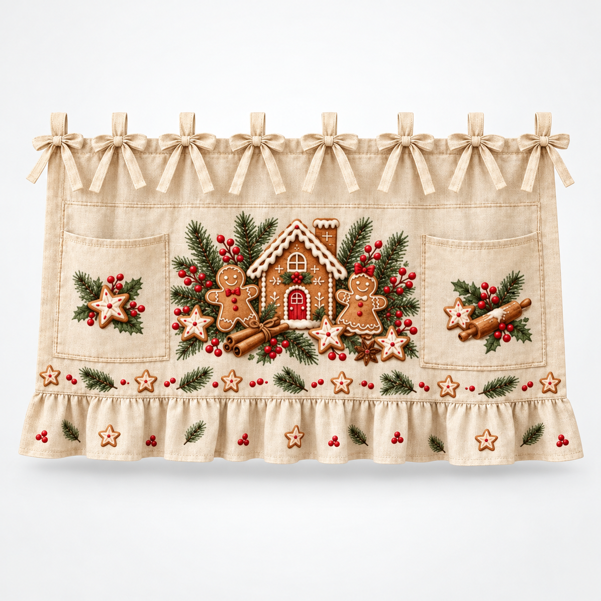 Tie-On Pocketed Christmas Appliance Skirt