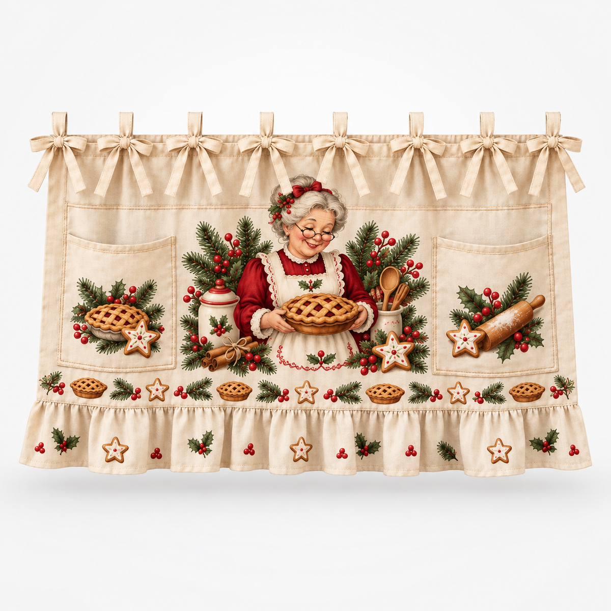 Tie-On Pocketed Christmas Appliance Skirt