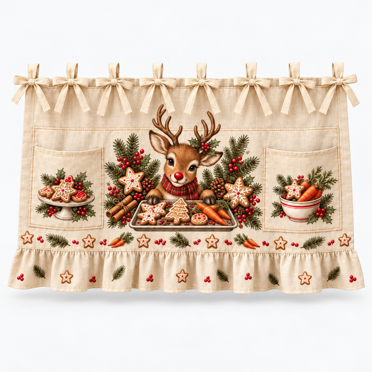 Tie-On Pocketed Christmas Appliance Skirt