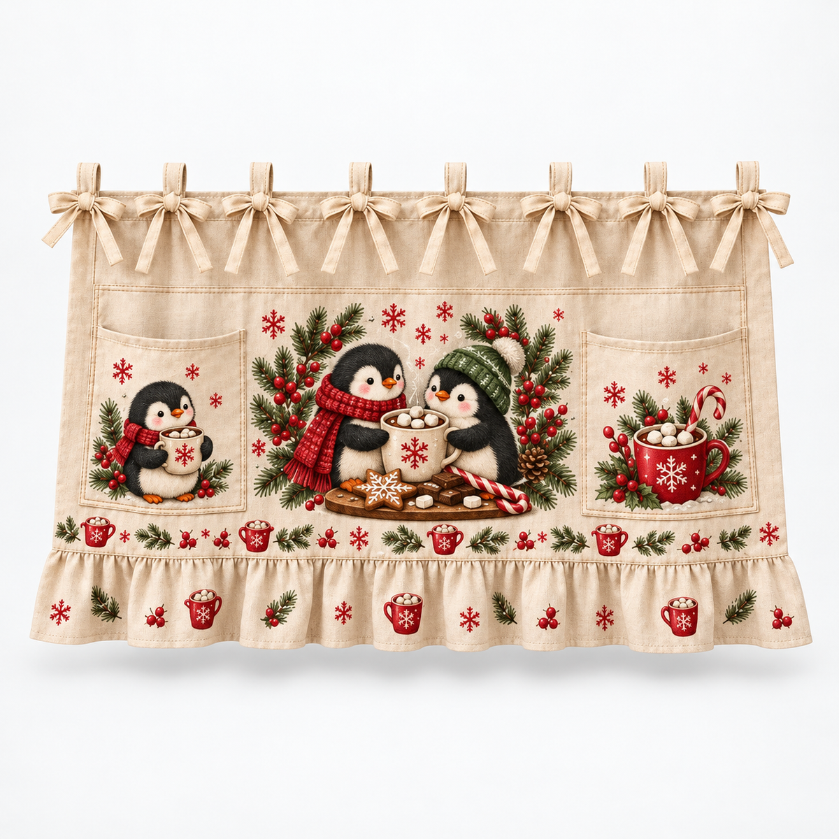 Tie-On Pocketed Christmas Appliance Skirt