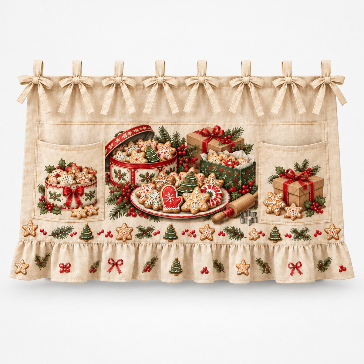 Tie-On Pocketed Christmas Appliance Skirt