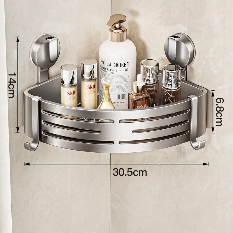 Triangular Bathroom Corner Shelf with Suction Cups
