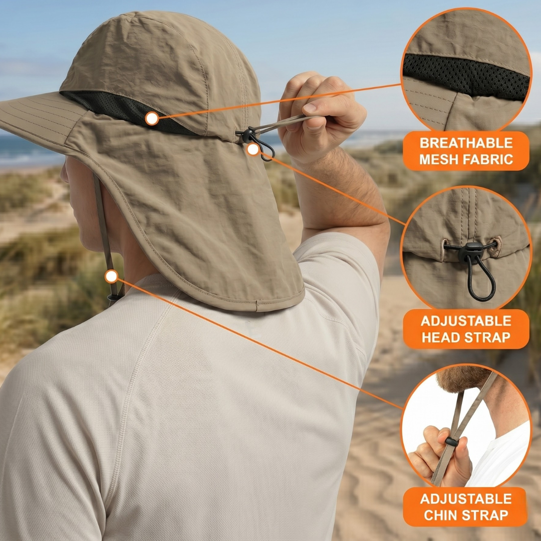 UPF 50+ Sun Protection Hat with Neck Flap