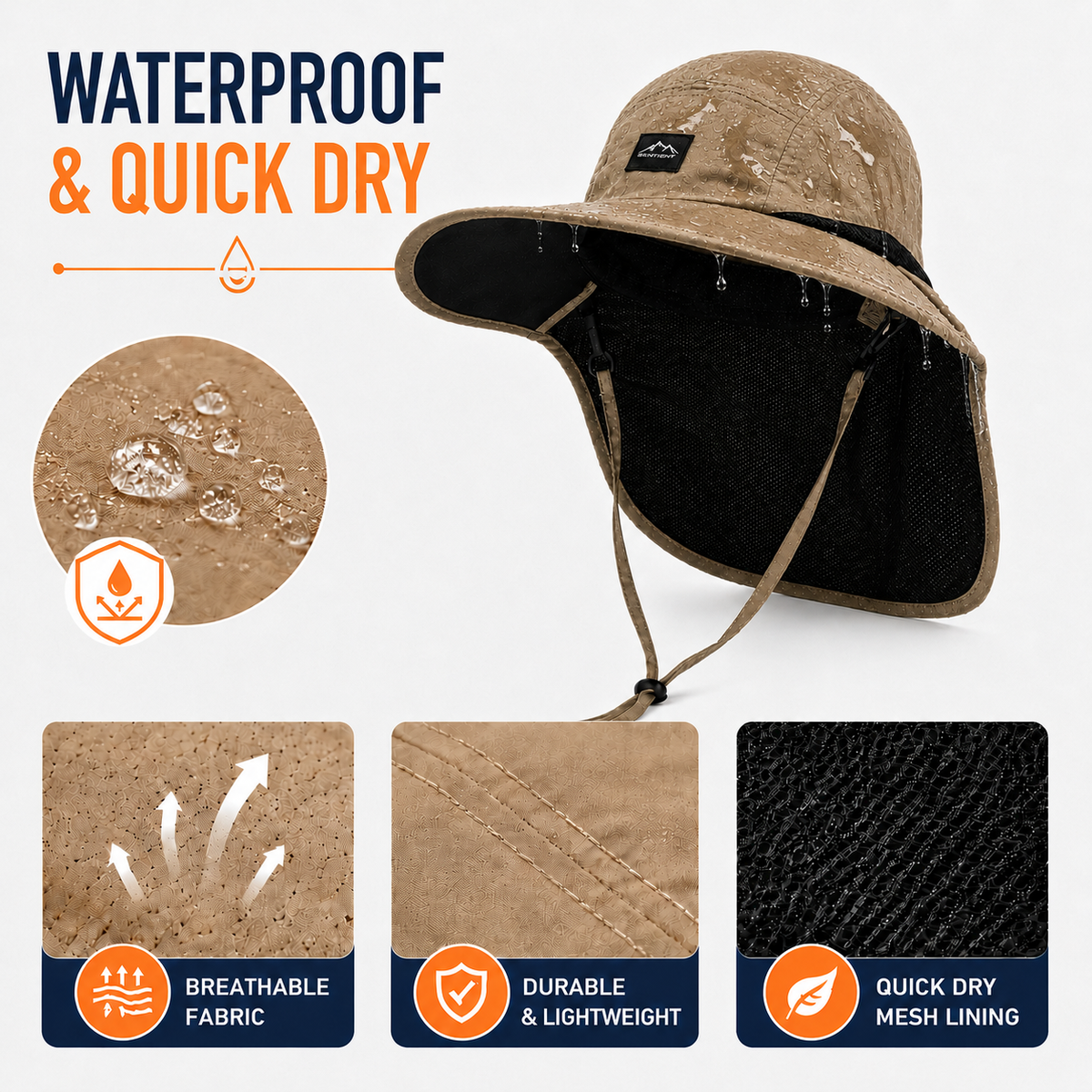 UPF 50+ Sun Protection Hat with Neck Flap