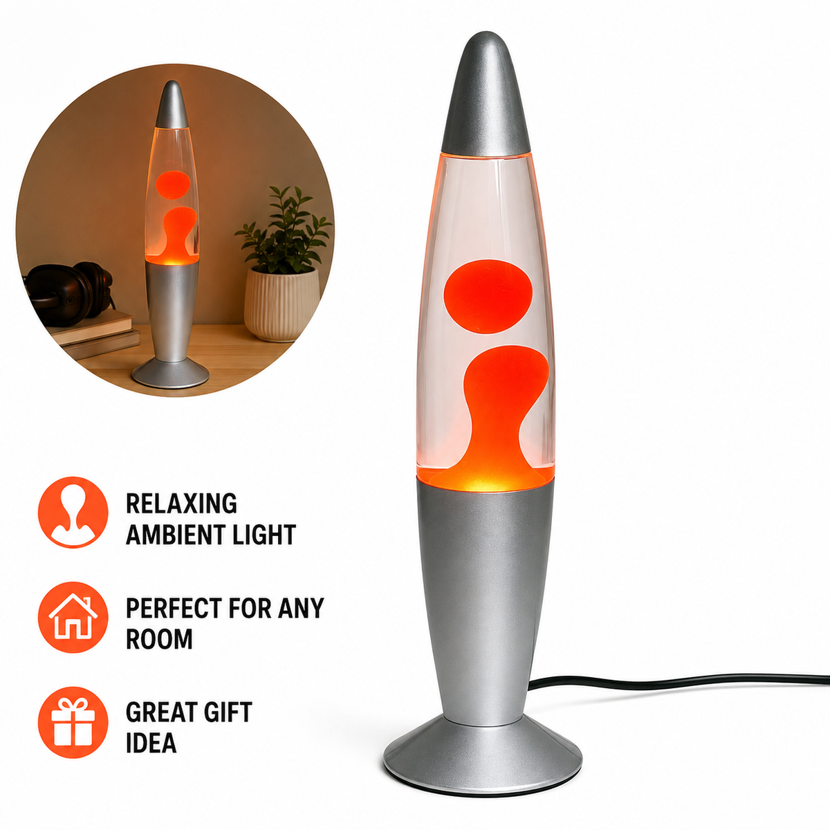 USB-Powered Ambient Lava Lamp with Soothing Motion Wax