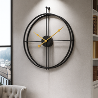 Vermilion Modern Wall Clock – Silent Quartz, Minimalist Design, 55/60 cm, Black/Gray