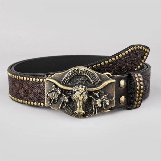 Vintage Western Belt with Animal Buckle – 4 Designs