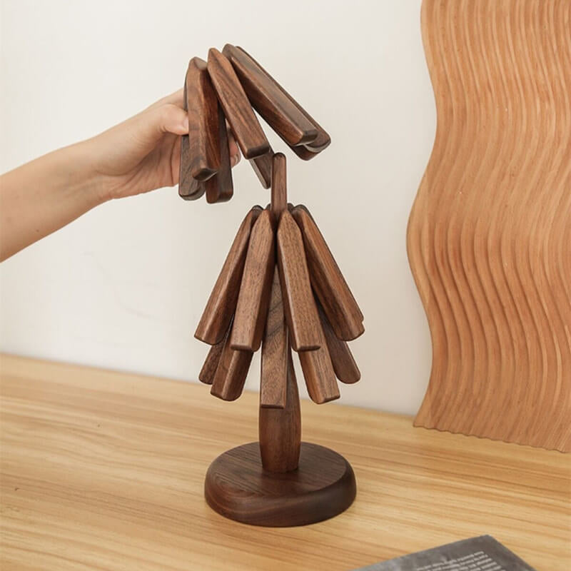 Walnut or Beech Wood Trivet | Stackable Heat-Insulating Table Protector for Dining Tables and Kitchens