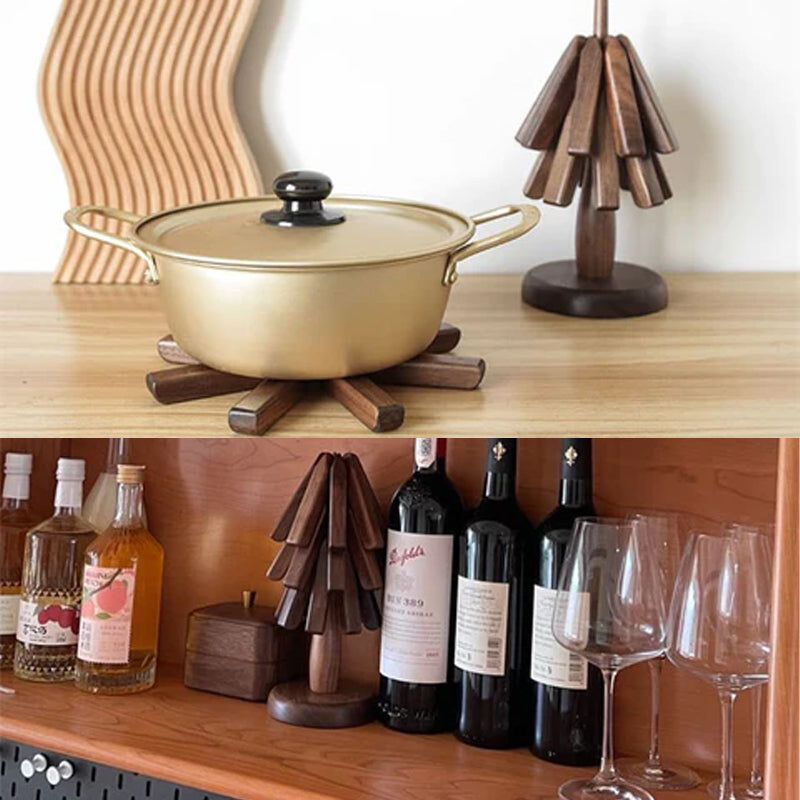 Walnut or Beech Wood Trivet | Stackable Heat-Insulating Table Protector for Dining Tables and Kitchens