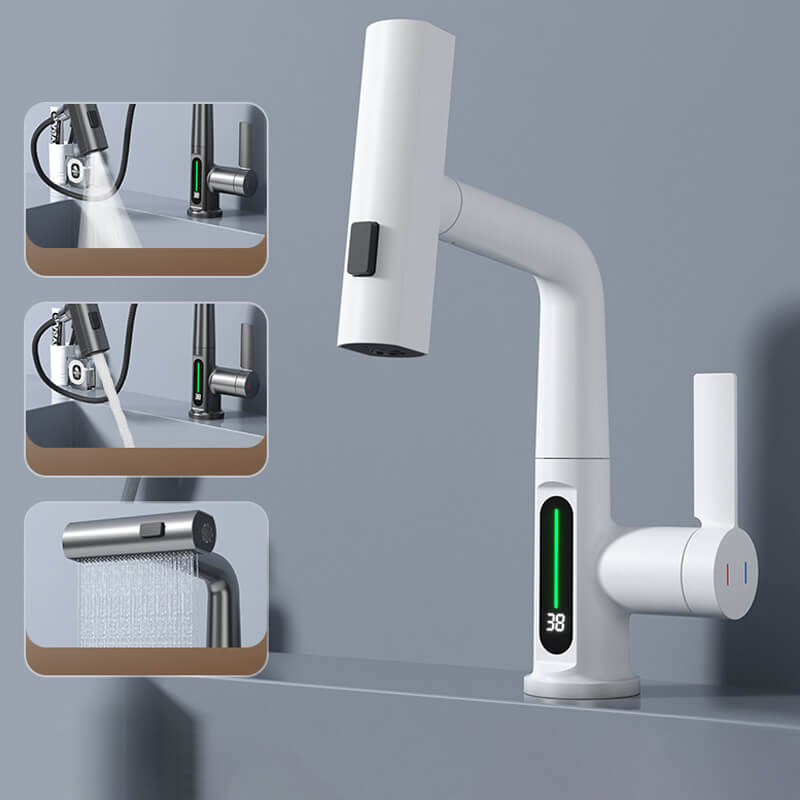 WaterMaster Flexible LED Kitchen & Bathroom Faucet – 360° Swivel, Pull-Out Hose & 5 Spray Modes
