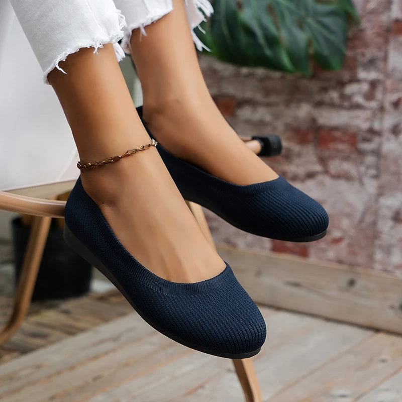 Women's Ballet Flats with Elastic Upper and Orthopedic Insole Support