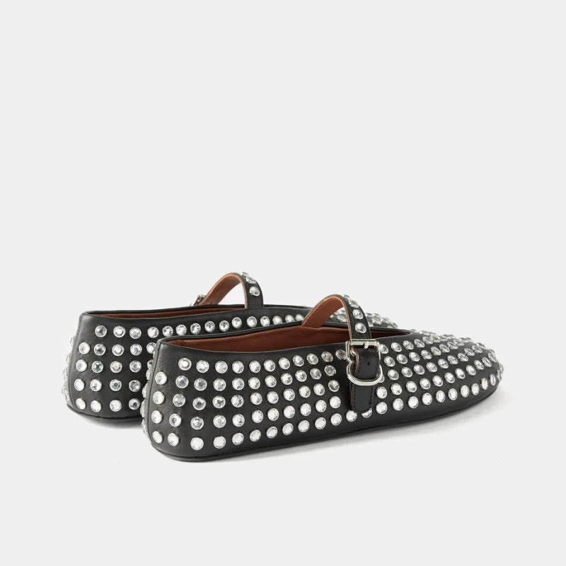 Women's Crystal Rhinestone Mary Jane Shoes with Buckle Strap