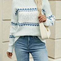 Women's Fair Isle Christmas Sweater | Relaxed Fit Snowflake Knit Jumper | Lightweight Holiday Sweater