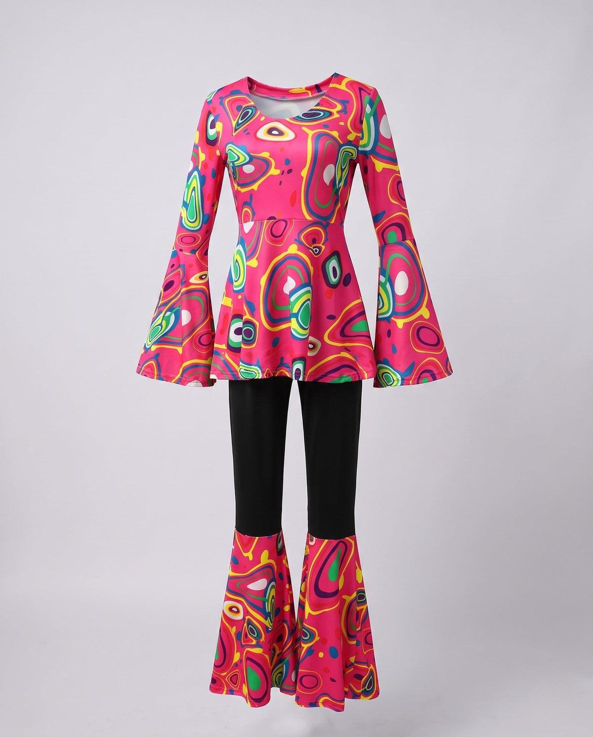 Women's Flared Trousers with Stylish Retro-Style Top
