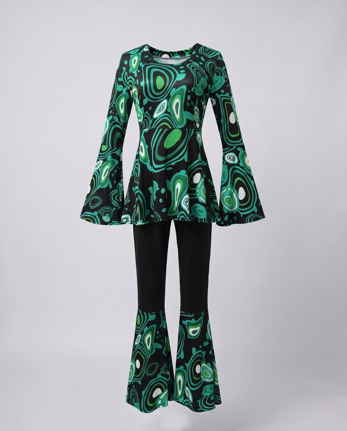 Women's Flared Trousers with Stylish Retro-Style Top
