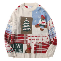 Women's Knitted Christmas Sweater with Bear Pattern, Cozy Knit Jumper