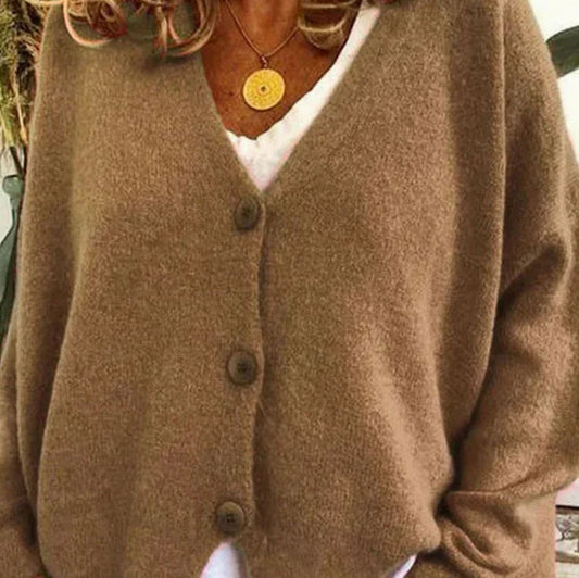 Women's Loose-Fit V-Neck Button-Front Knit Cardigan