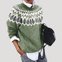 Women's Nordic Yoke Pattern Crewneck Sweater
