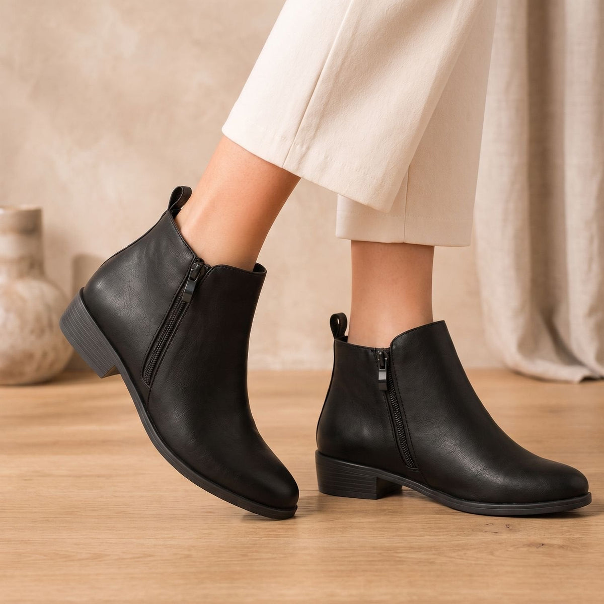 Women's Orthopedic Side-Zip Low-Heel Ankle Boots