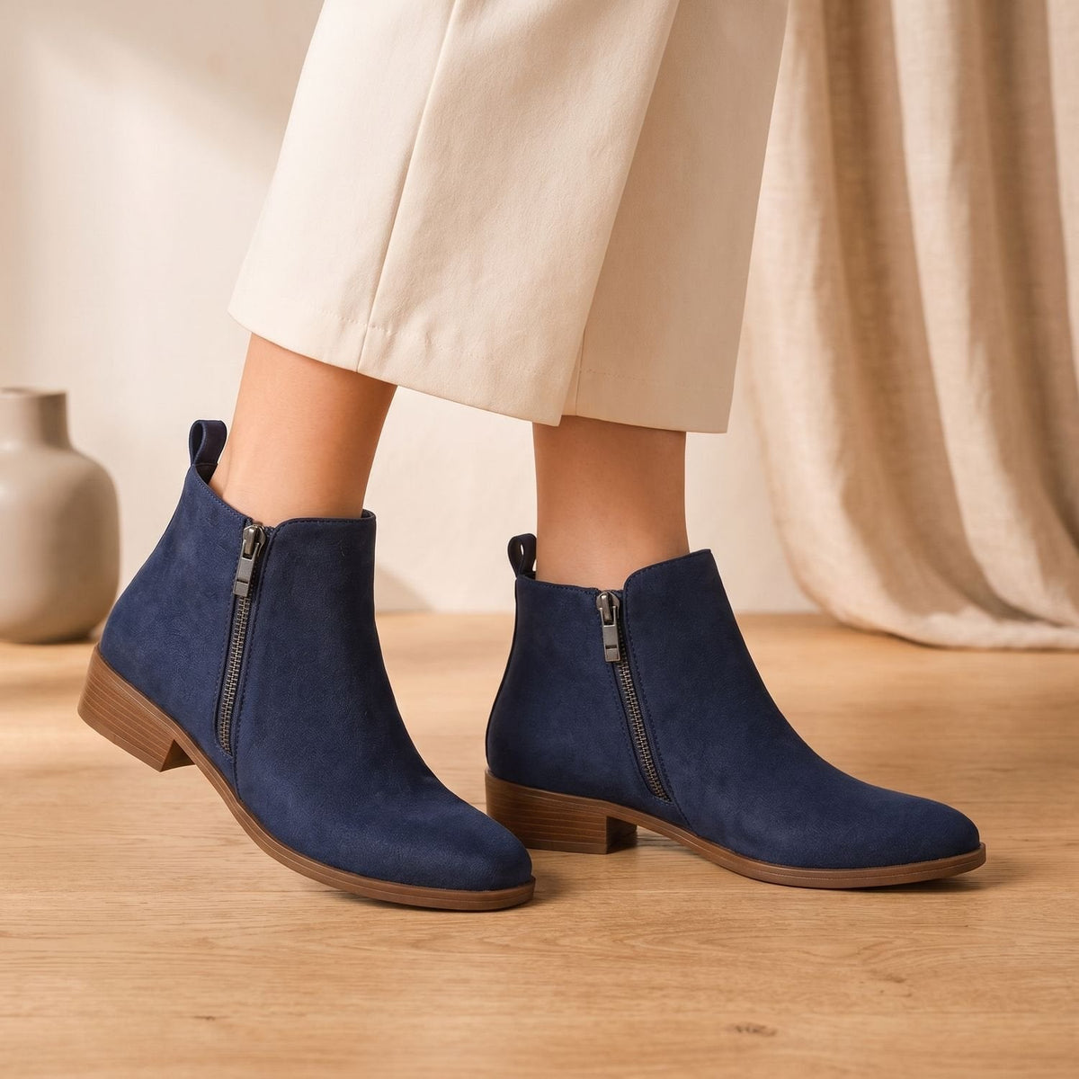 Women's Orthopedic Side-Zip Low-Heel Ankle Boots