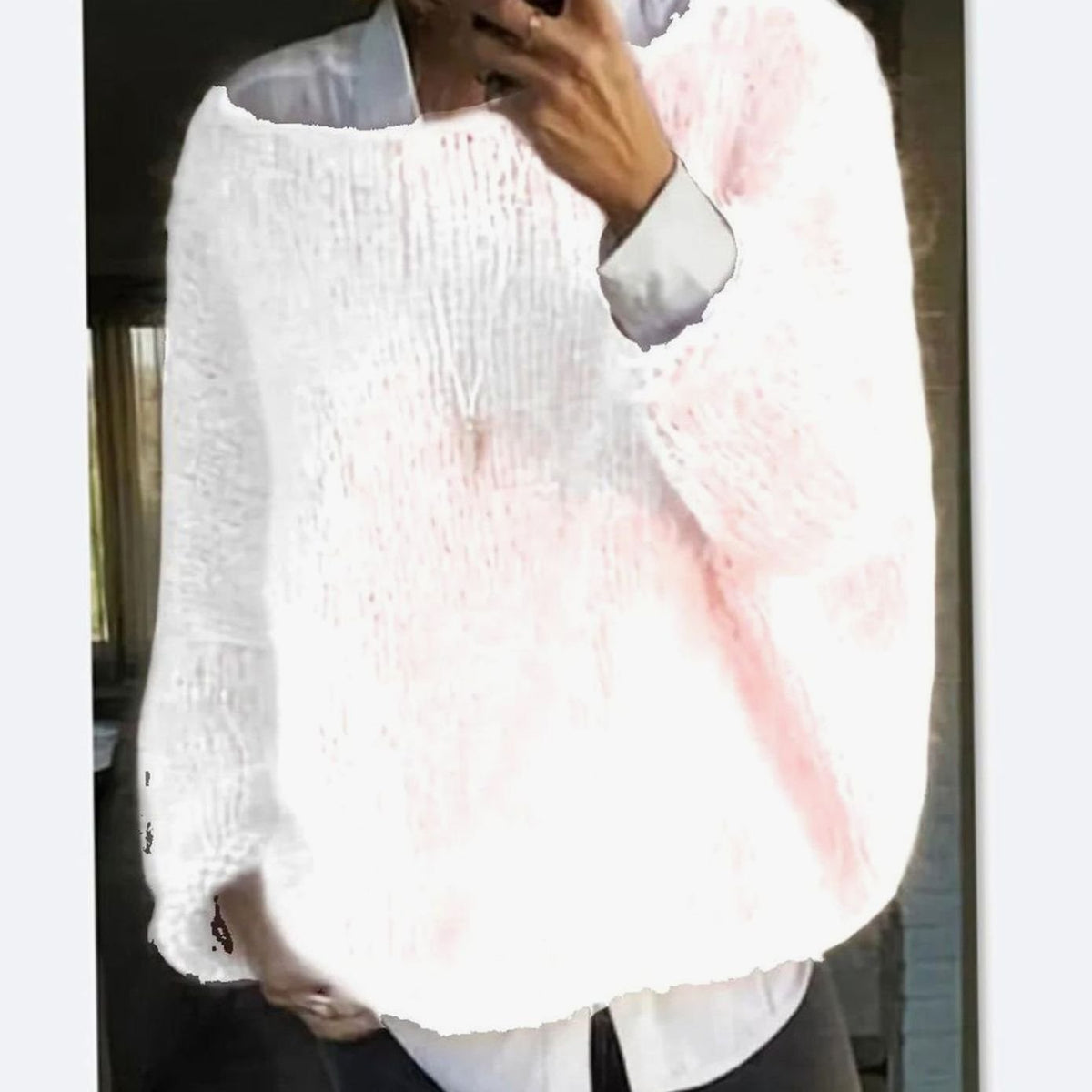 Women's Oversized Fuzzy Knit Long-Sleeve Pullover Sweater