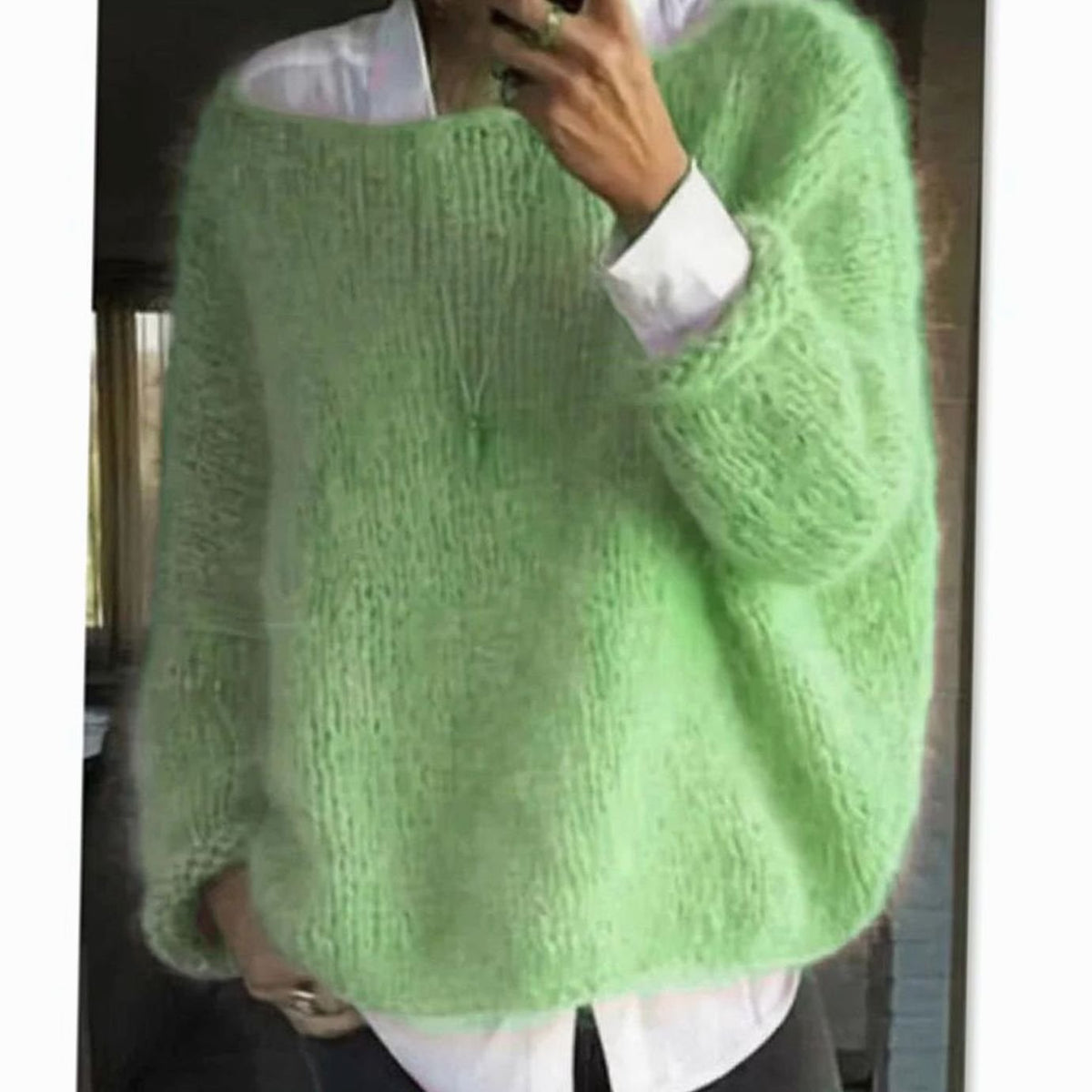 Women's Oversized Fuzzy Knit Long-Sleeve Pullover Sweater