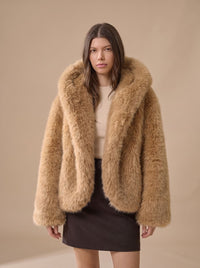 Women's Oversized Hooded Faux Fur Long Sleeve Winter Coat