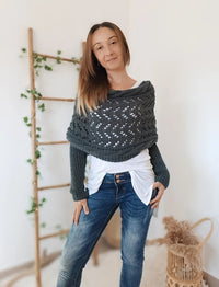 Women's Soft Openwork Knit Rectangular Winter Scarf