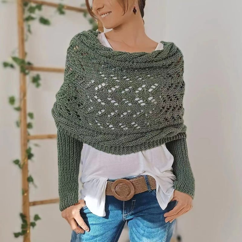Women's Soft Openwork Knit Rectangular Winter Scarf