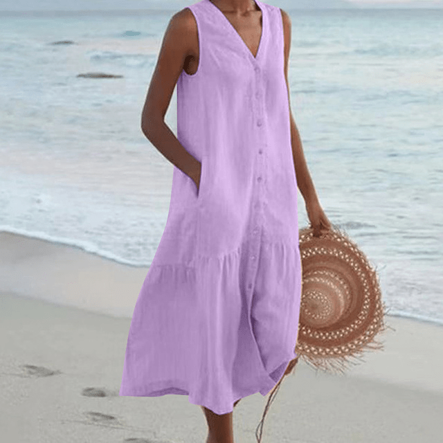 Image of Women's Button-Down A-Line Midi Dress