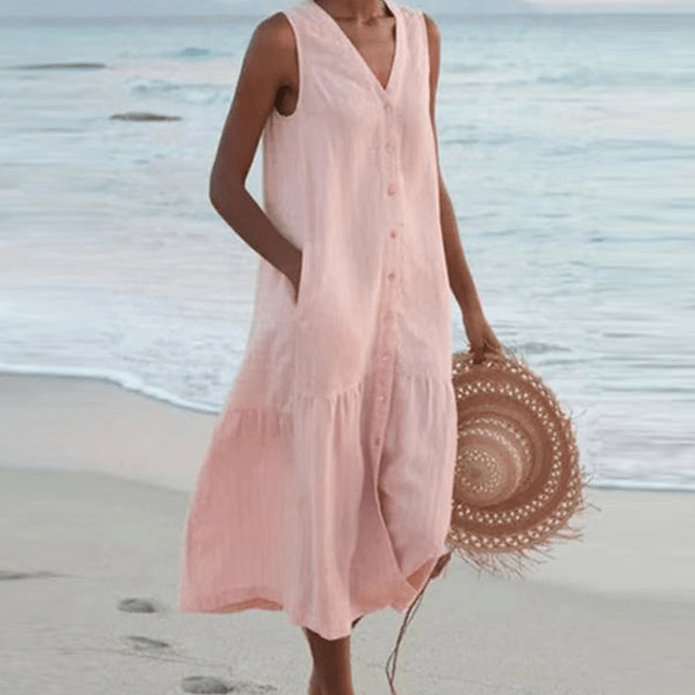 Image of Women's Button-Down A-Line Midi Dress