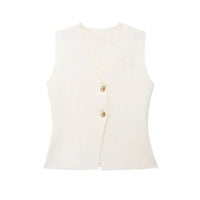 Women's Button-Front V-Neck Sleeveless Top