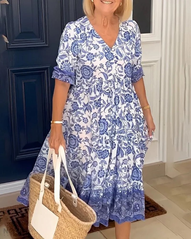 Image of Women's Floral A-Line Midi Dress