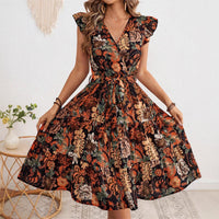 Cute Floral A Line Mini Dress with Puff Sleeves
