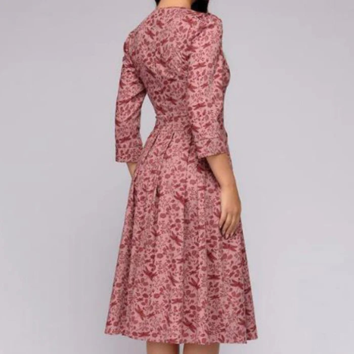 Image of Women's Floral Print A-Line Midi Dress
